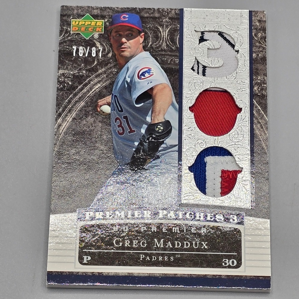 2007 Upper Deck Premier Patches Greg Maddux Triple Relic Jersey 76/87 Padres